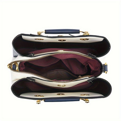 Crossbody Bag for Women – for Travel & Work, Color Block Navy White Contrast – detail view 5