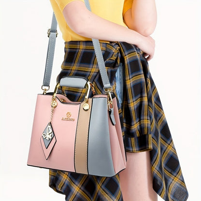 Crossbody Bag for Women – for Travel & Work, Color Block Navy White Contrast – detail view 7