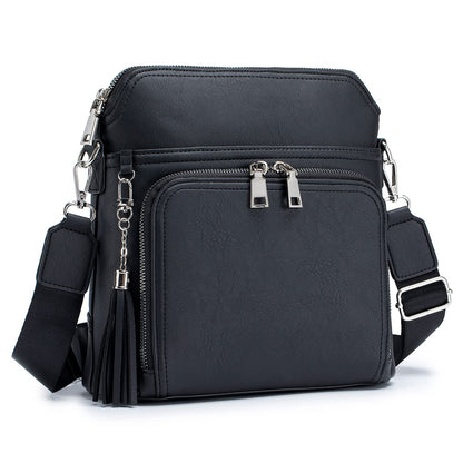 Crossbody Bag for Women – for Travel, Faux Leather Boho Tassel Chic – detail view 20