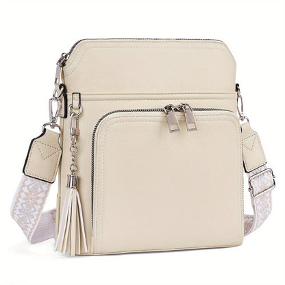 Crossbody Bag for Women – for Travel, Faux Leather Boho Tassel Chic – detail view 11