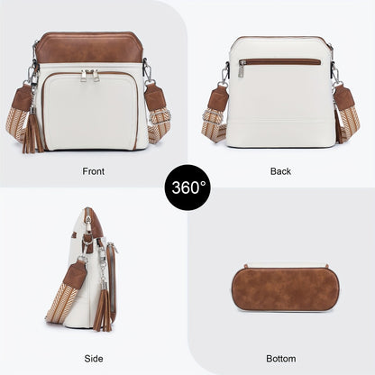 Crossbody Bag for Women – for Travel, Faux Leather Boho Tassel Chic – detail view 13