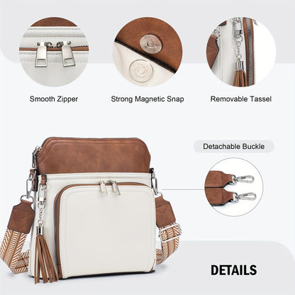 Crossbody Bag for Women – for Travel, Faux Leather Boho Tassel Chic – detail view 15