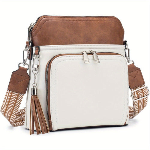 Crossbody Bag for Women – for Travel, Faux Leather Boho Tassel Chic – front view