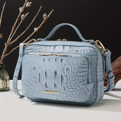 Crossbody Bag for Women – Vegan Leather, Crocodile Pattern Top Handle Satchel – alternate view