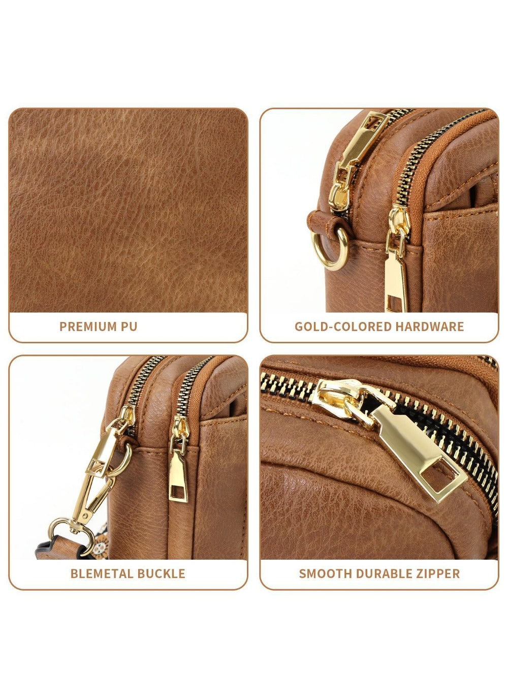 Crossbody Bag for Women – Vegan Leather, Adjustable Strap, Lightweight, for Travel & – detail view 21