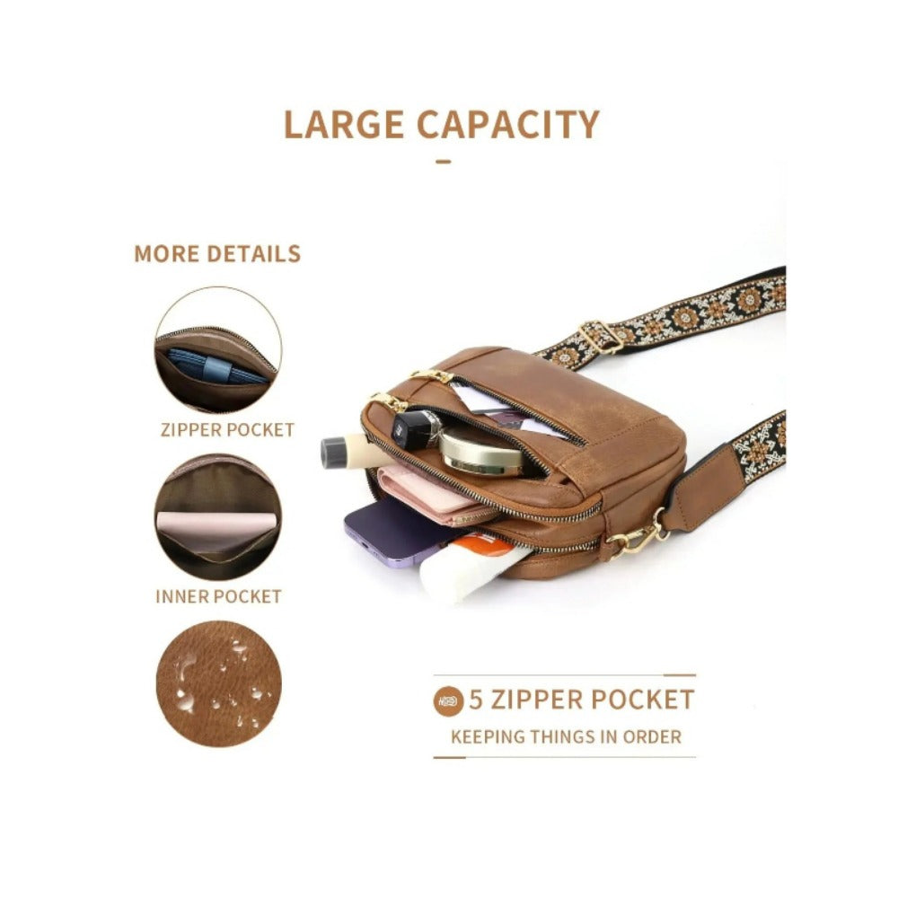 Crossbody Bag for Women – Vegan Leather, Adjustable Strap, Lightweight, for Travel & – detail view 10