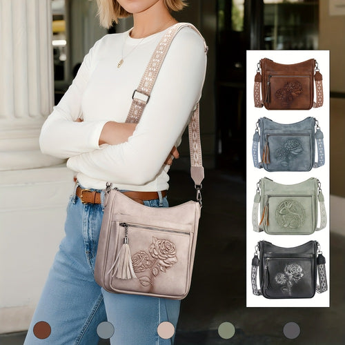 Crossbody Bag for Women – 7 Colors, Vegan Leather, Large Capacity, Adjustable Strap – front view