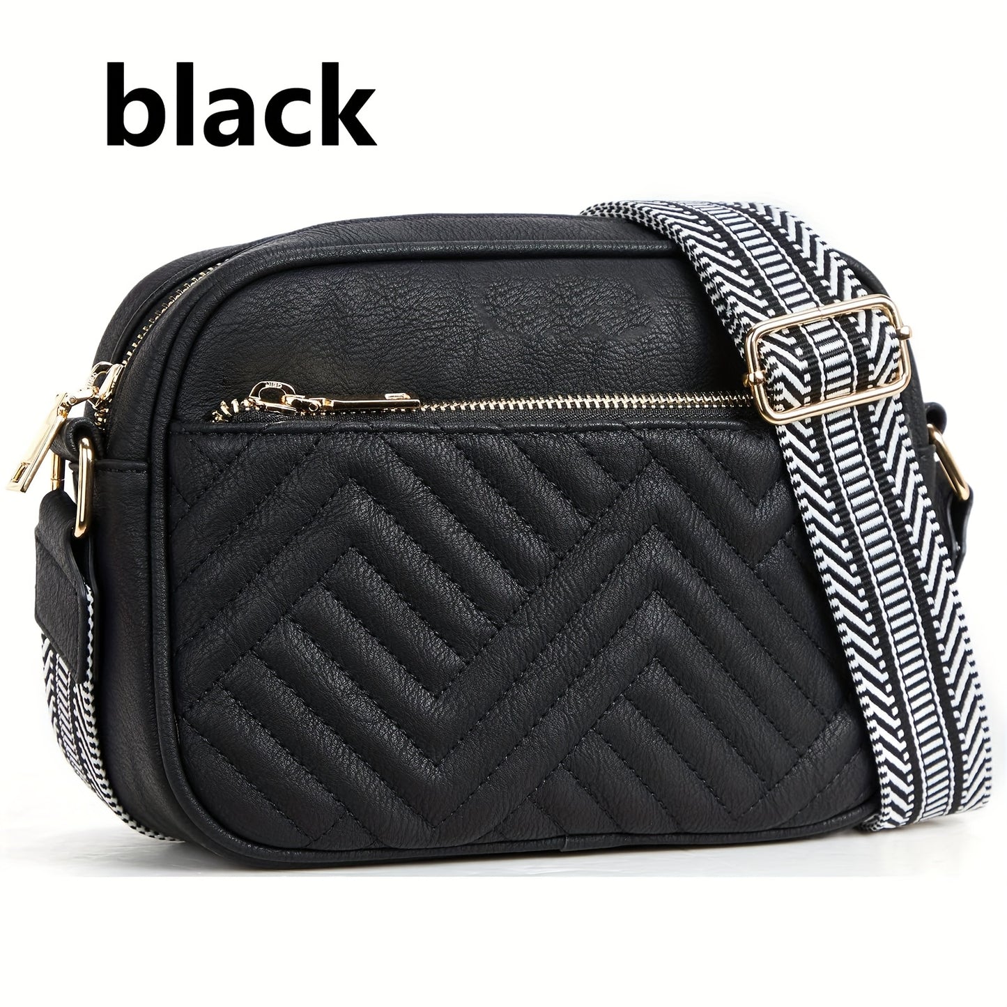 Crossbody Bag for Women – Vegan Leather, Quilted, Multi Pocket, Lightweight – front view - product view 20