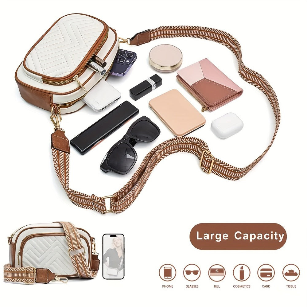 Crossbody Bag for Women – Vegan Leather, Quilted, Multi Pocket, Lightweight – detail view 13