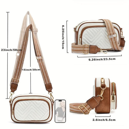 Crossbody Bag for Women – Vegan Leather, Quilted, Multi Pocket, Lightweight – detail view 14