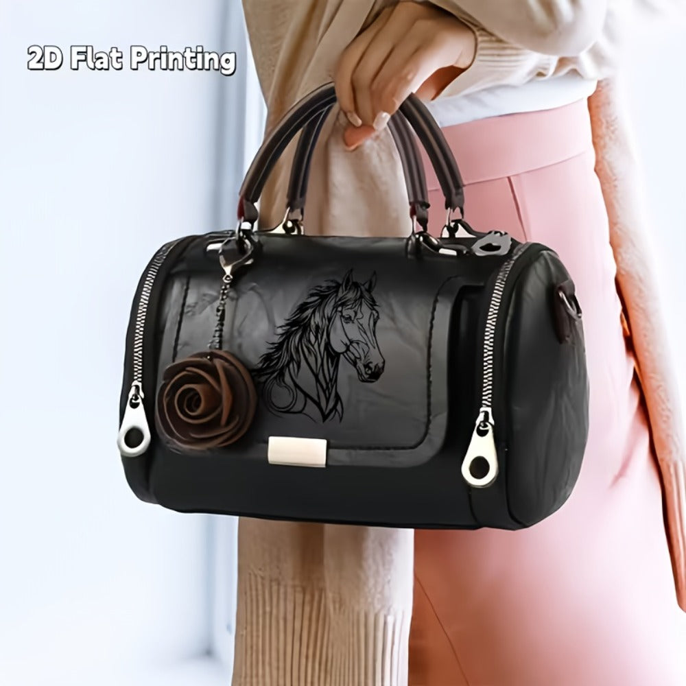 Crossbody Bag for Women – Vintage Horse Print Adjustable Strap – alternate view