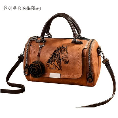 Crossbody Bag for Women – Vintage Horse Print Adjustable Strap – detail view 2