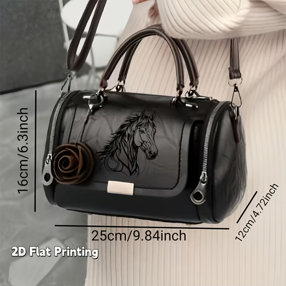 Crossbody Bag for Women – Vintage Horse Print Adjustable Strap – detail view 3