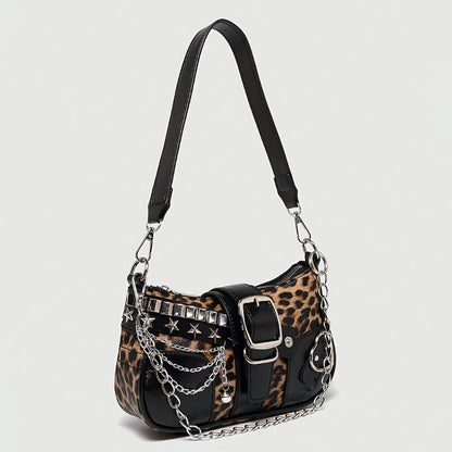 Crossbody Bag for Women – Y2k Leopard Print Chain Strap – detail view 2