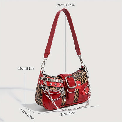 Crossbody Bag for Women – Y2k Leopard Print Chain Strap – detail view 3
