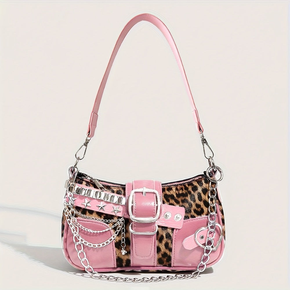 Crossbody Bag for Women – Y2k Leopard Print Chain Strap – detail view 5