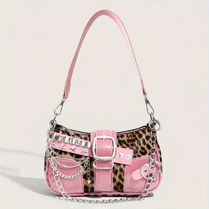 Crossbody Bag for Women – Y2k Leopard Print Chain Strap – detail view 5