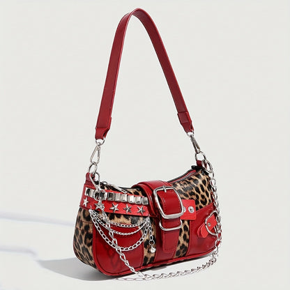 Crossbody Bag for Women – Y2k Leopard Print Chain Strap – detail view 7
