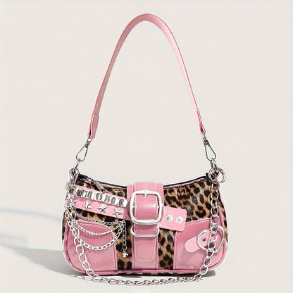Crossbody Bag for Women – Y2k Leopard Print Chain Strap – detail view 9