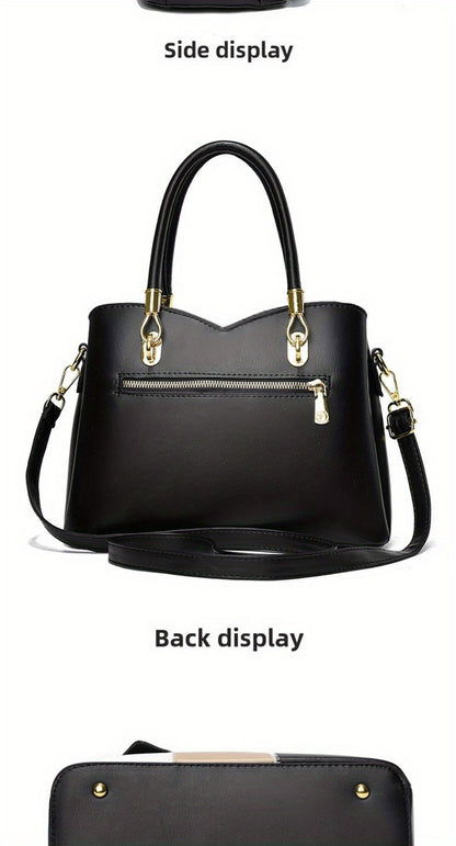 Women's Handbag – Large Capacity, Colorblock Satchel Large Capacity Faux – detail view 20