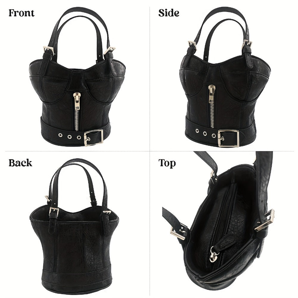 Women's Handbag – Mini, Dark Punk Zipper Creative Shape – alternate view
