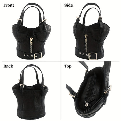 Women's Handbag – Mini, Dark Punk Zipper Creative Shape – alternate view