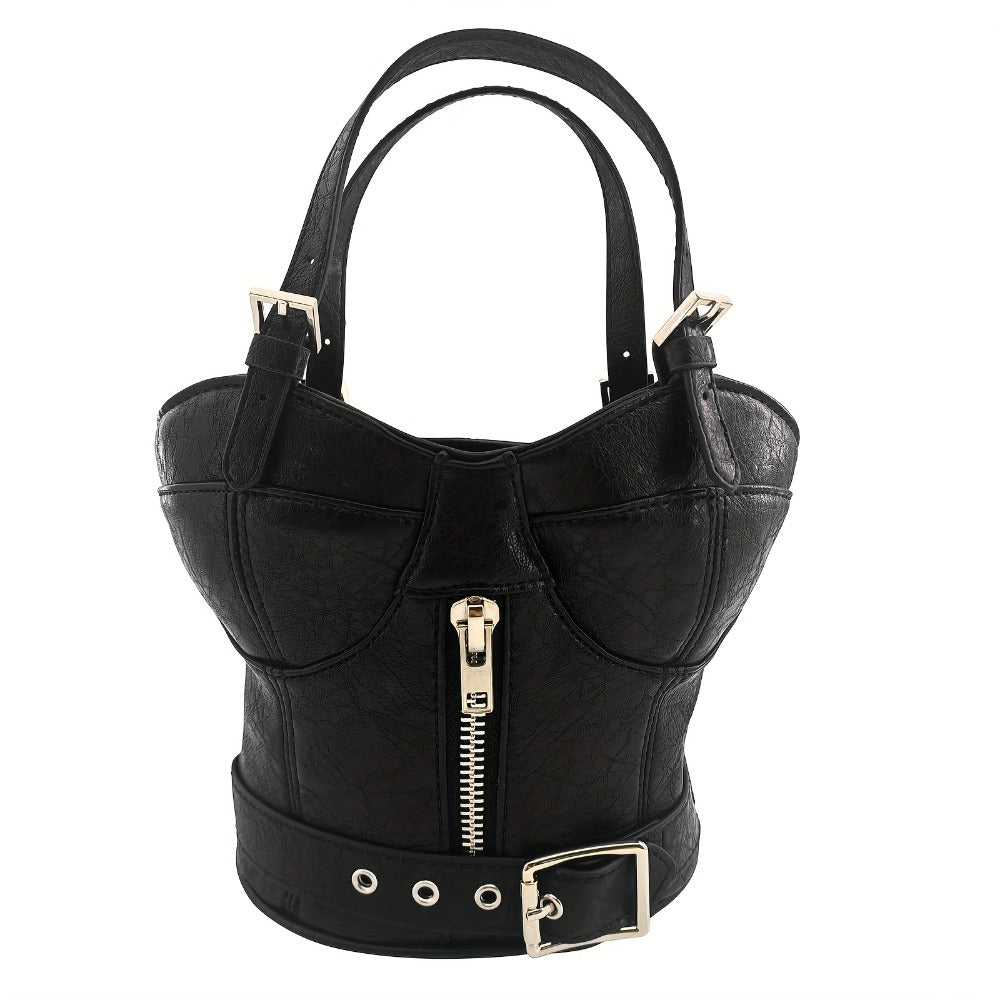 Women's Handbag – Mini, Dark Punk Zipper Creative Shape – detail view 4