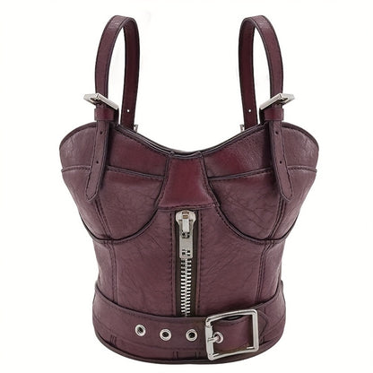 Women's Handbag – Mini, Dark Punk Zipper Creative Shape – detail view 6