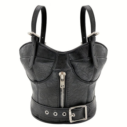 Women's Handbag – Mini, Dark Punk Zipper Creative Shape – front view