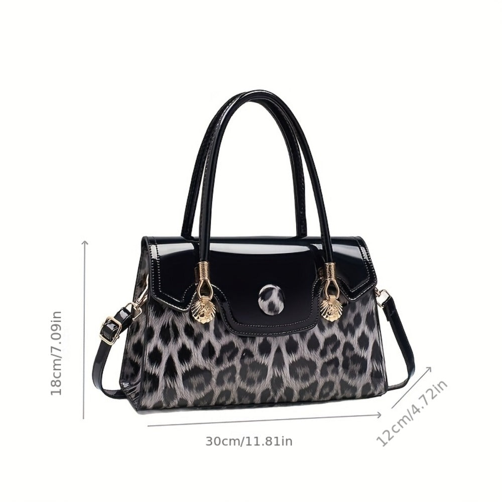 Shoulder Bag for Women – Adjustable Strap, Leopard Print Magnetic Snap Adjustable – detail view 8