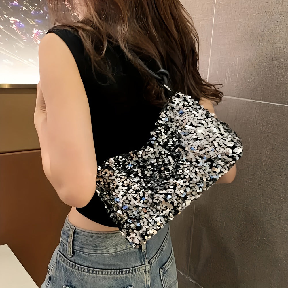 Shoulder Bag for Women – Adjustable Strap, Sequin Sparkly Evening Adjustable Strap – detail view 9