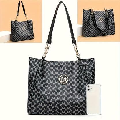 Shoulder Bag for Women – for Everyday Use, Houndstooth Gold Chain Strap M – detail view 8