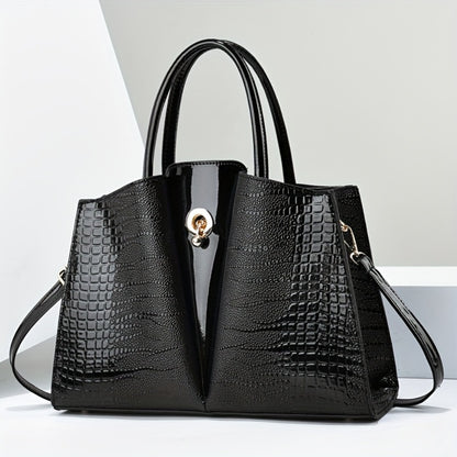 Shoulder Bag for Women – Genuine Leather, Genuine Leather Crocodile Texture Luxury – detail view 4