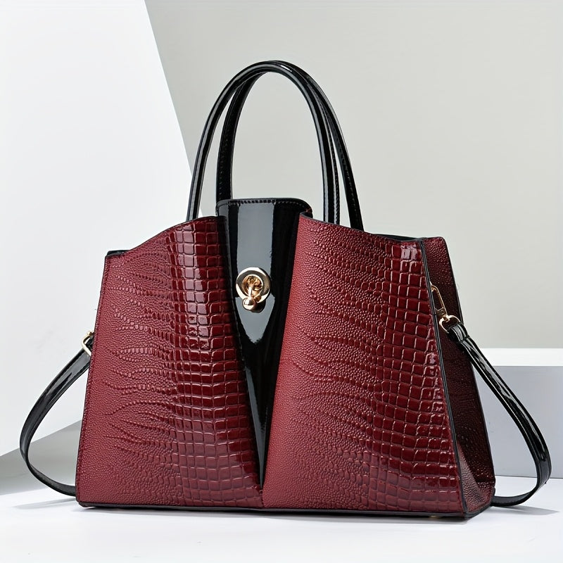 Shoulder Bag for Women – Genuine Leather, Genuine Leather Crocodile Texture Luxury – detail view 5