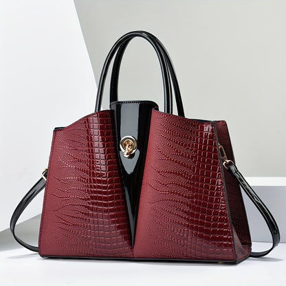 Shoulder Bag for Women – Genuine Leather, Genuine Leather Crocodile Texture Luxury – detail view 5
