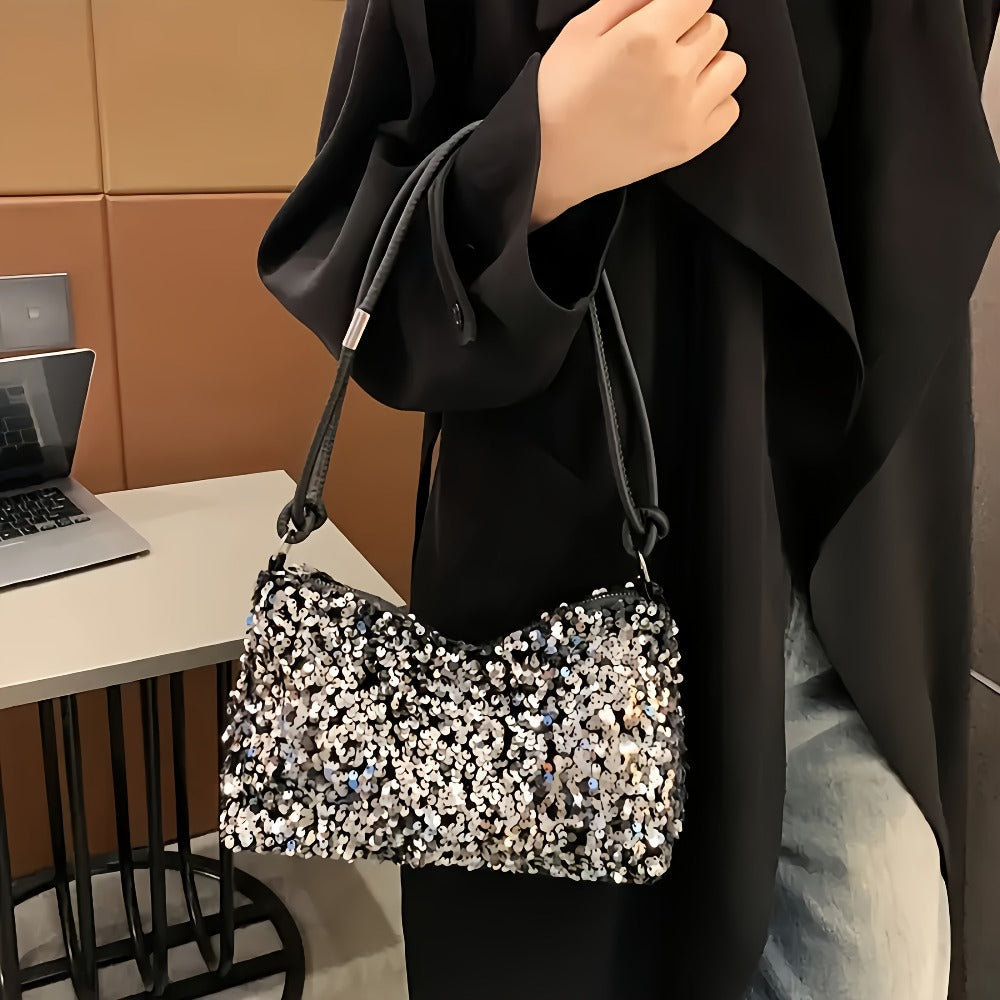 Shoulder Bag for Women – Large Capacity, Sequin Large Capacity Glitter Zipper – detail view 9