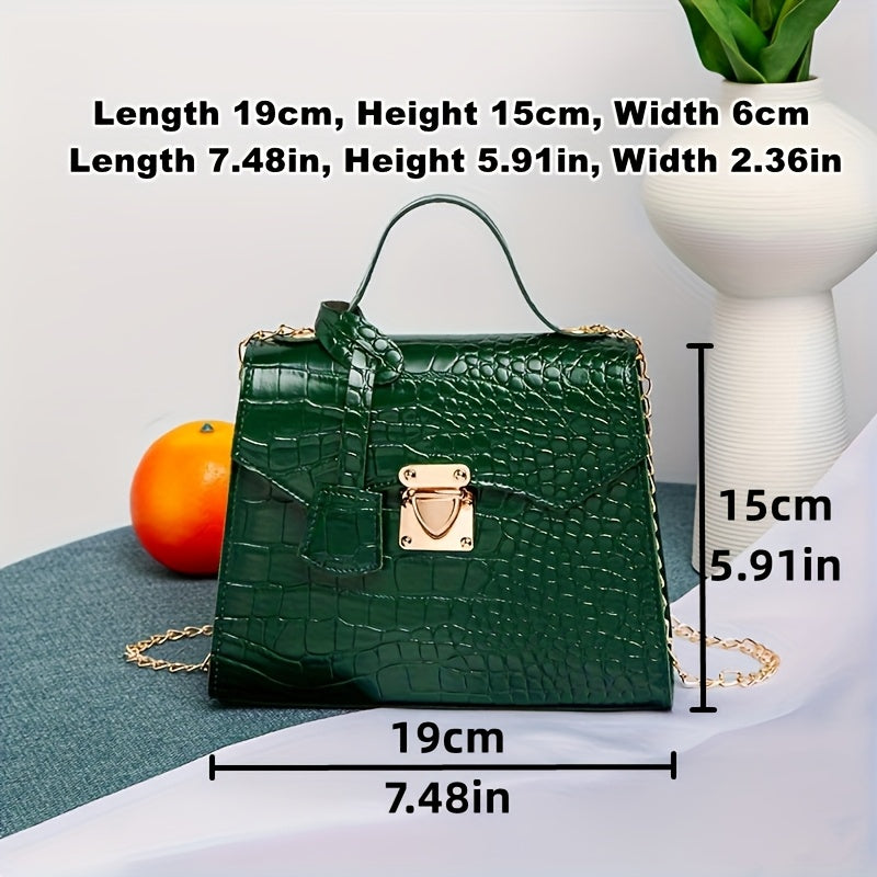 Shoulder Bag for Women – Mini, Crocodile Pattern Small Square Fashionable – front view - product view 14