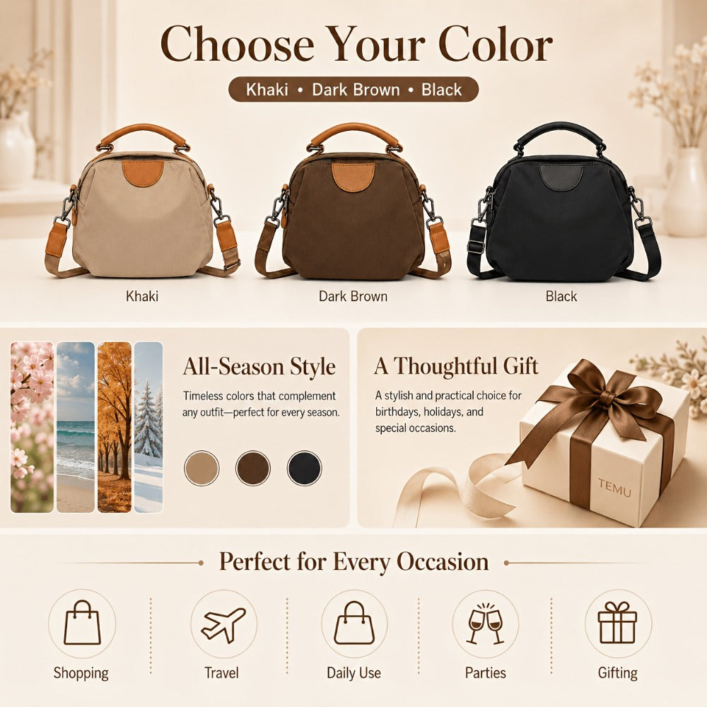 Shoulder Bag for Women – Nylon, Large Capacity, Adjustable Strap, for Travel & Work – detail view 19