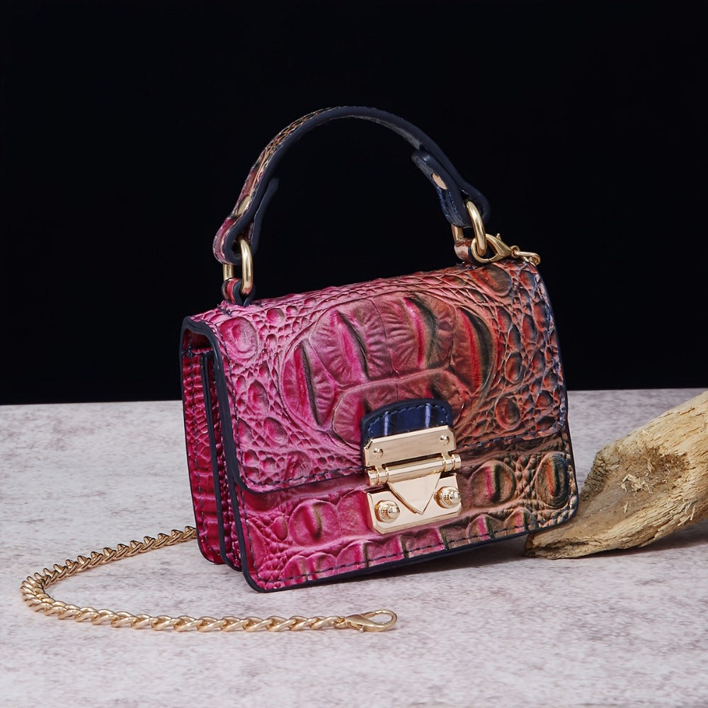 Shoulder Bag for Women – Polyester, Crocodile Print Golden Hardware Detachable – detail view 10