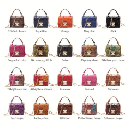 Shoulder Bag for Women – Polyester, Crocodile Print Golden Hardware Detachable – detail view 12
