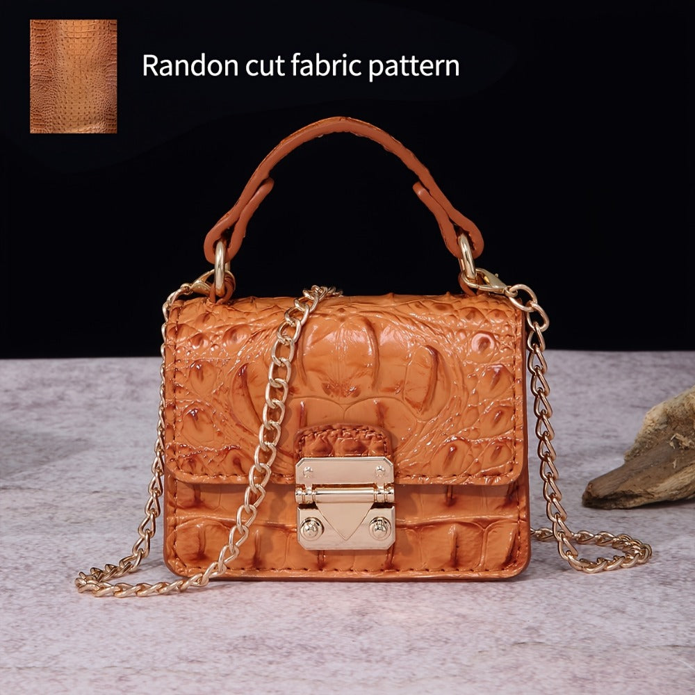 Shoulder Bag for Women – Polyester, Crocodile Print Golden Hardware Detachable – detail view 3