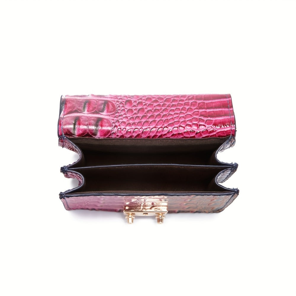 Shoulder Bag for Women – Polyester, Crocodile Print Golden Hardware Detachable – detail view 6