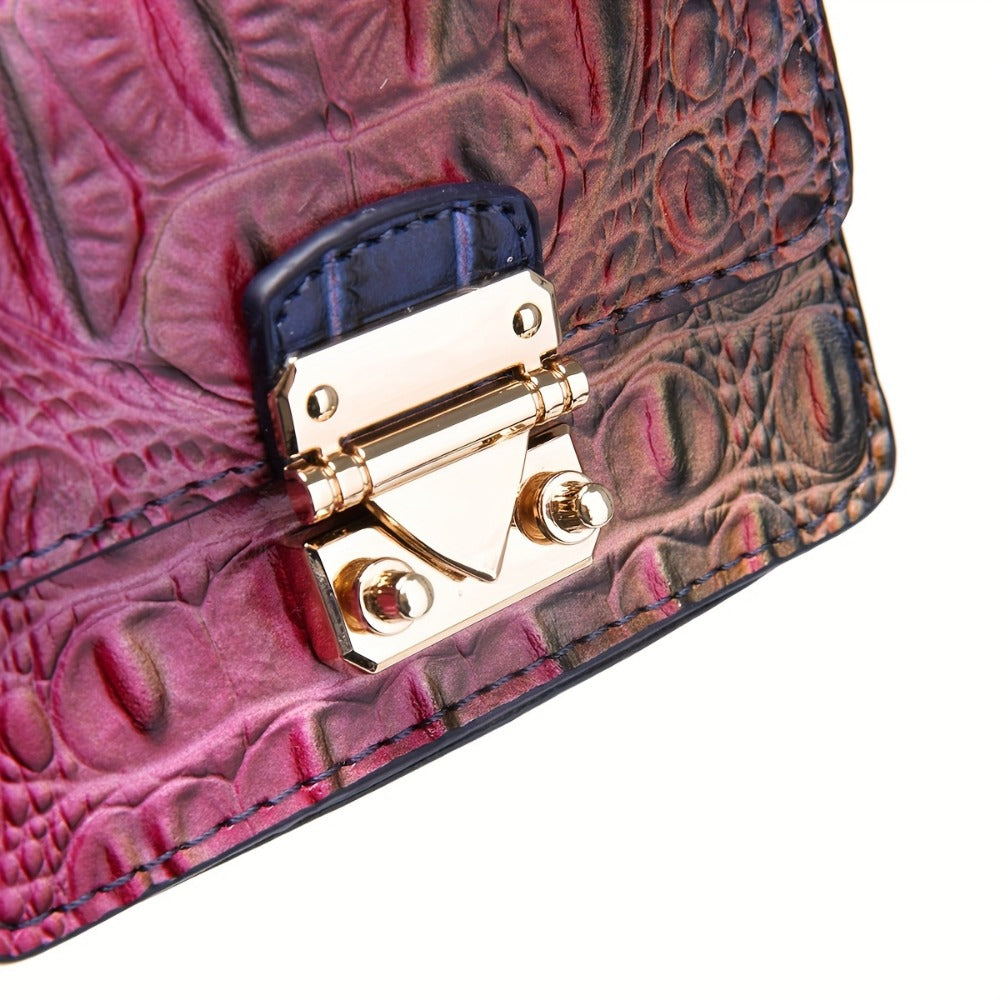 Shoulder Bag for Women – Polyester, Crocodile Print Golden Hardware Detachable – detail view 9
