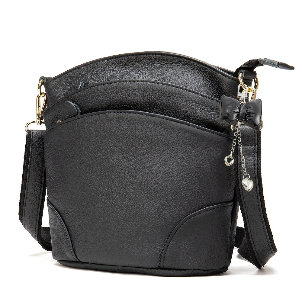 Shoulder Bag for Women – Polyester, Houndstooth Gold Chain M Emblem – front view