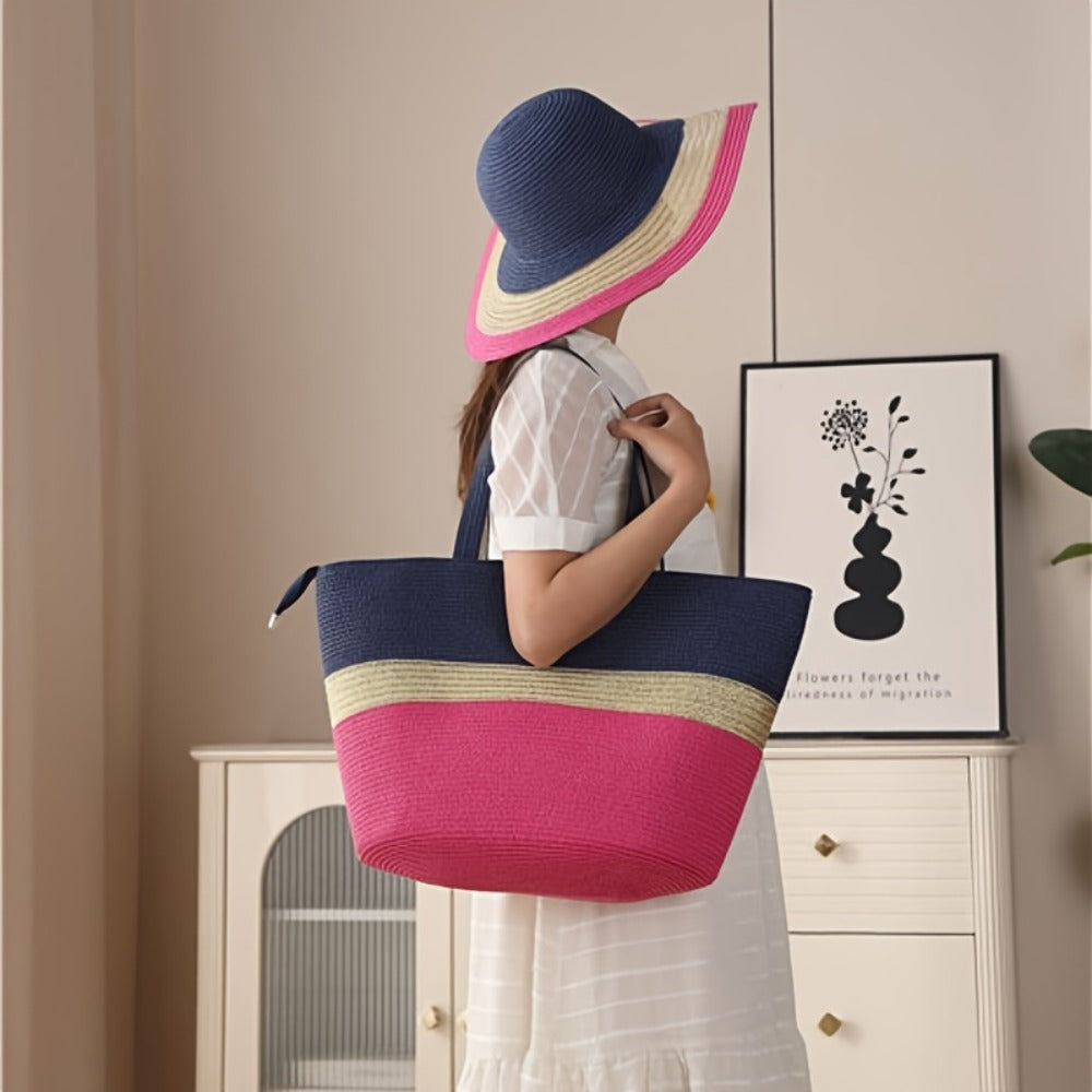 Tote Bag for Women – 2-Piece, Straw, Large Capacity, for Travel – detail view 11