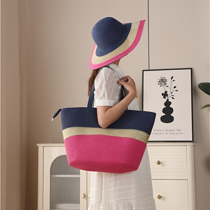 Tote Bag for Women – 2-Piece, Straw, Large Capacity, for Travel – detail view 11