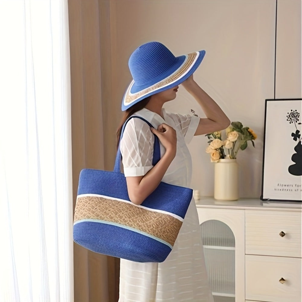 Tote Bag for Women – 2-Piece, Straw, Large Capacity, for Travel – detail view 13