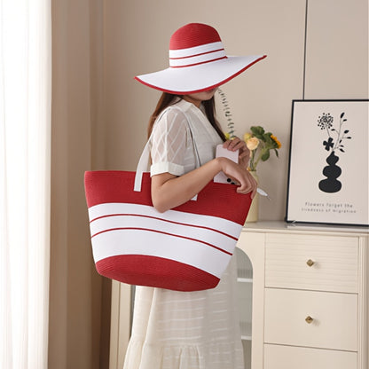 Tote Bag for Women – 2-Piece, Straw, Large Capacity, for Travel – detail view 14