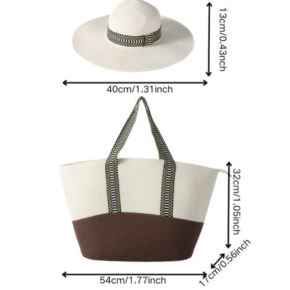 Tote Bag for Women – 2-Piece, Straw, Large Capacity, for Travel – detail view 3