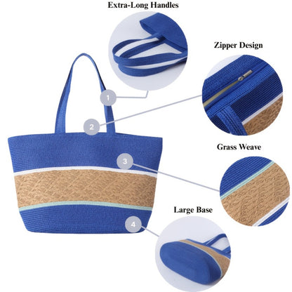 Tote Bag for Women – 2-Piece, Straw, Large Capacity, for Travel – detail view 5